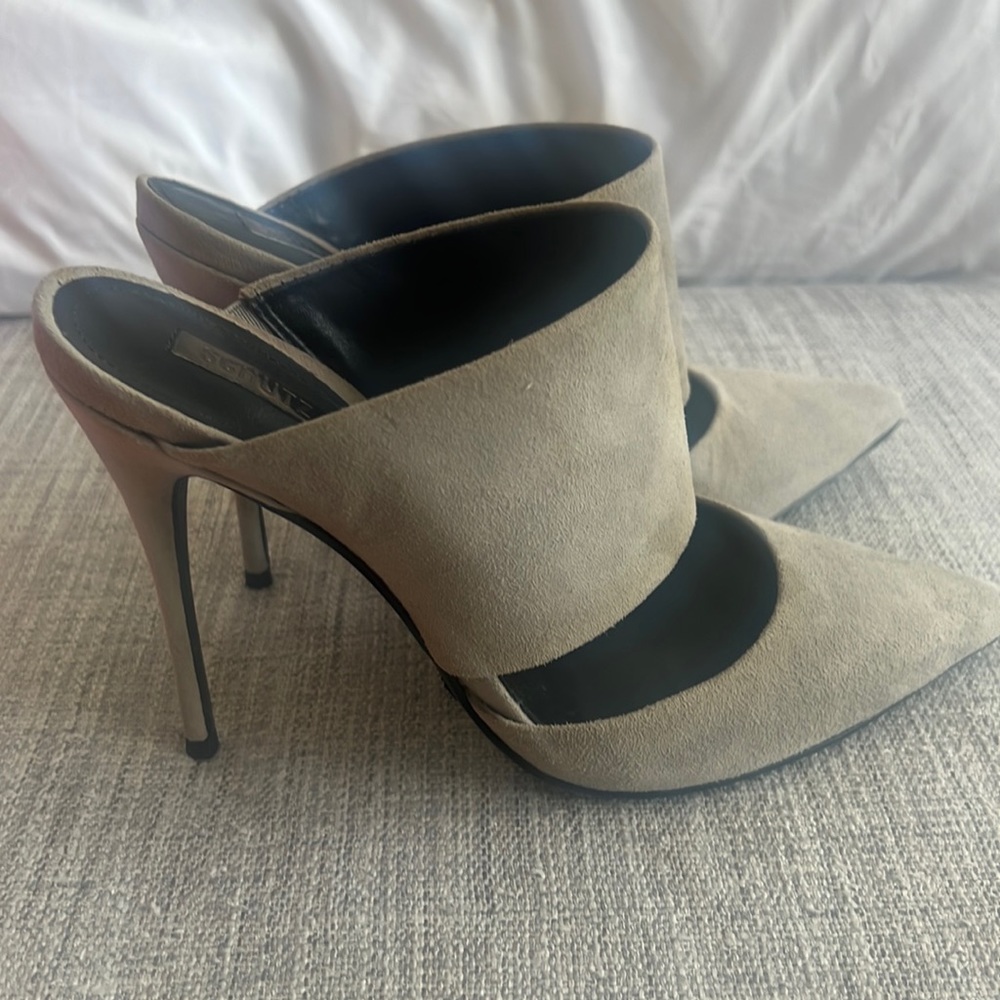 Schutz suede heeled slides